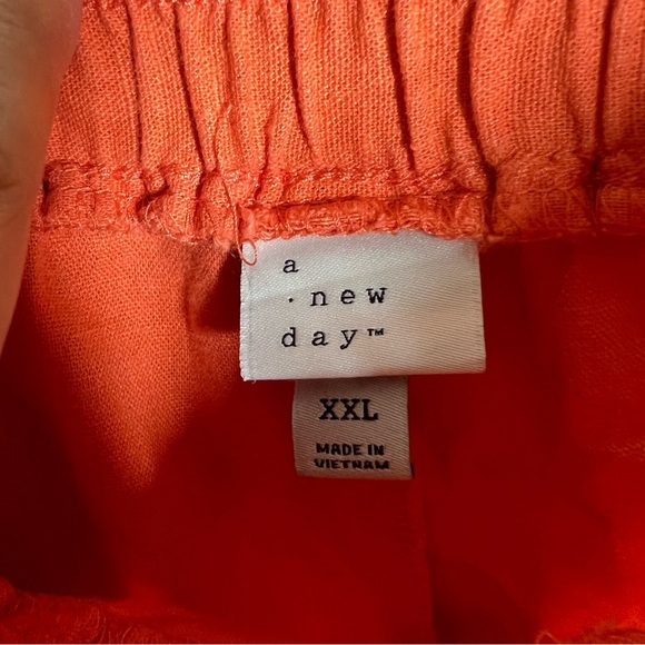 A New Day Target Orange Flowy Linen Blend Shorts Size XXL Summer Breathable - Picture 4 of 6